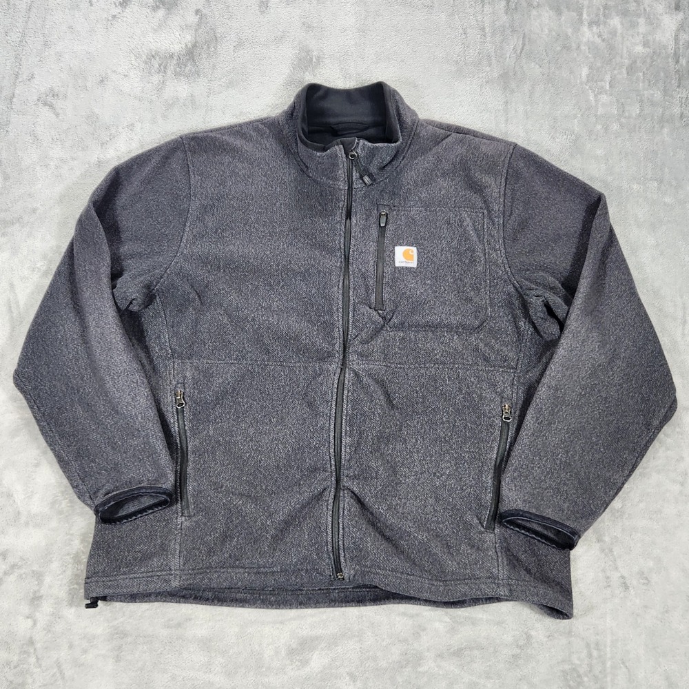 Carhartt Dalton Fleece Jacket XL‎ Mens Full Zip Charcoal Gray Heather Mock Neck